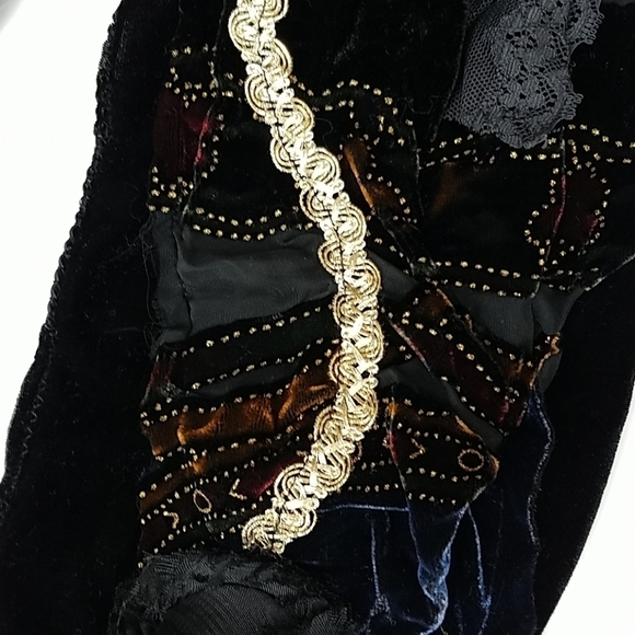 Handmade Velvet Scarf pieces recycled vintage trim - Picture 3 of 6